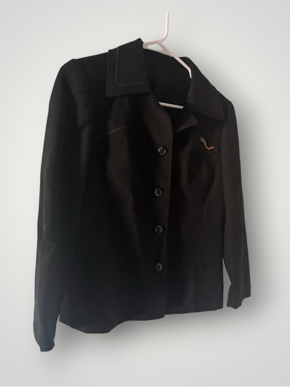 Vintage 50s 60s Hucke Blazer pure wool black blazer with gold accent - Picture 2 of 6